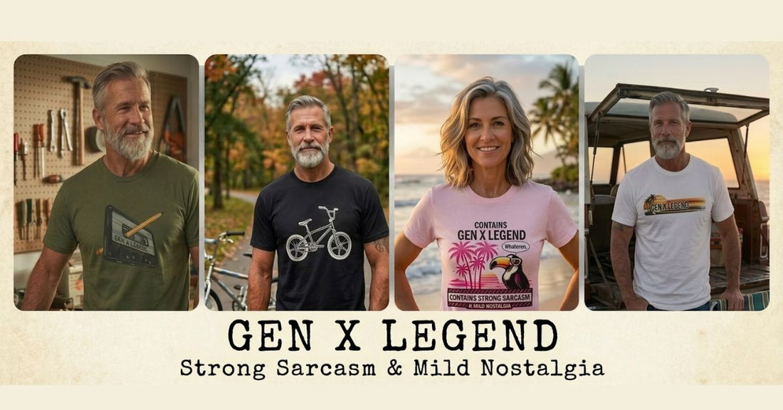 Gen X nostalgia t-shirts celebrating 70s and 80s childhood culture