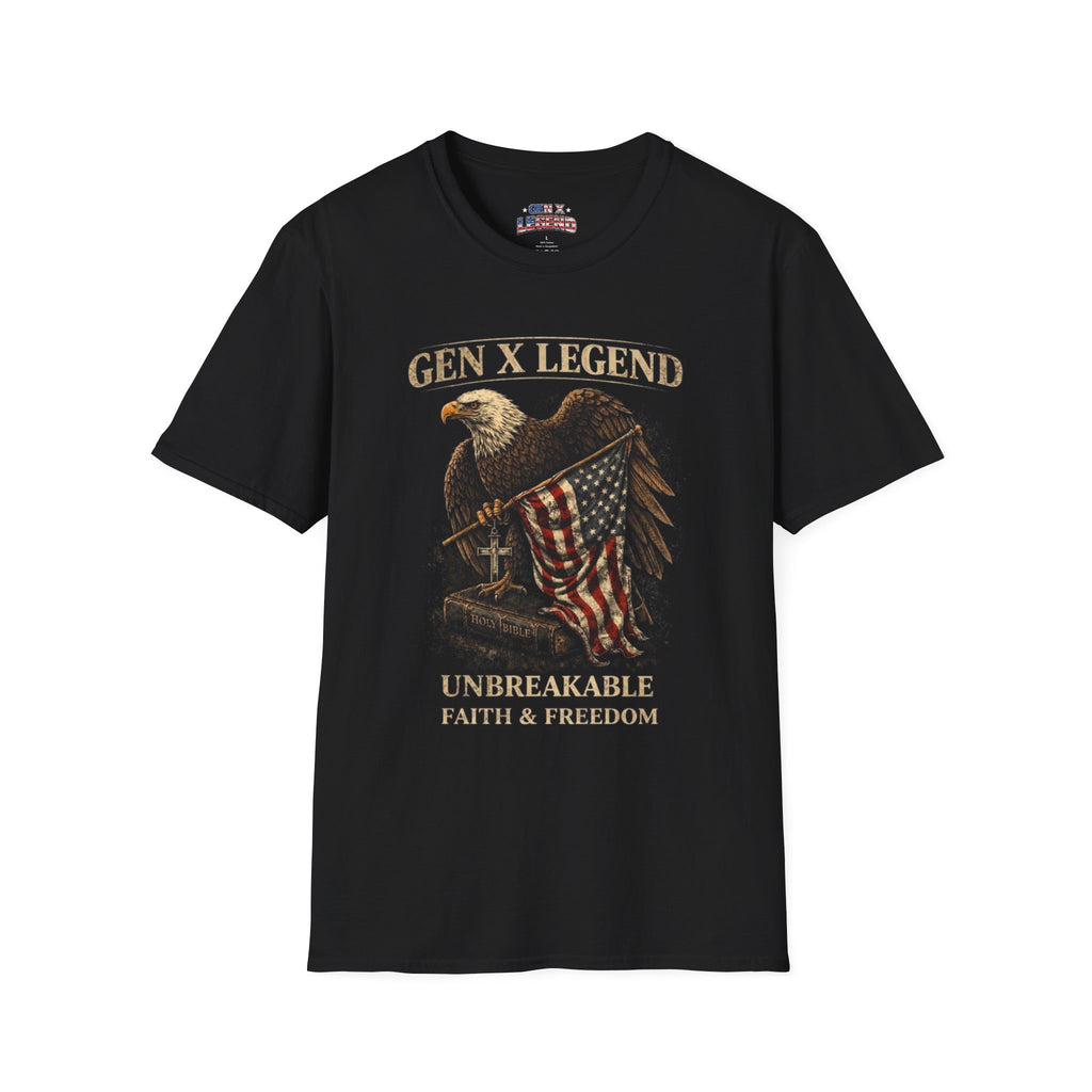 Gen X Legend T-Shirt — 'Unbreakable' Eagle & American Flag Tee