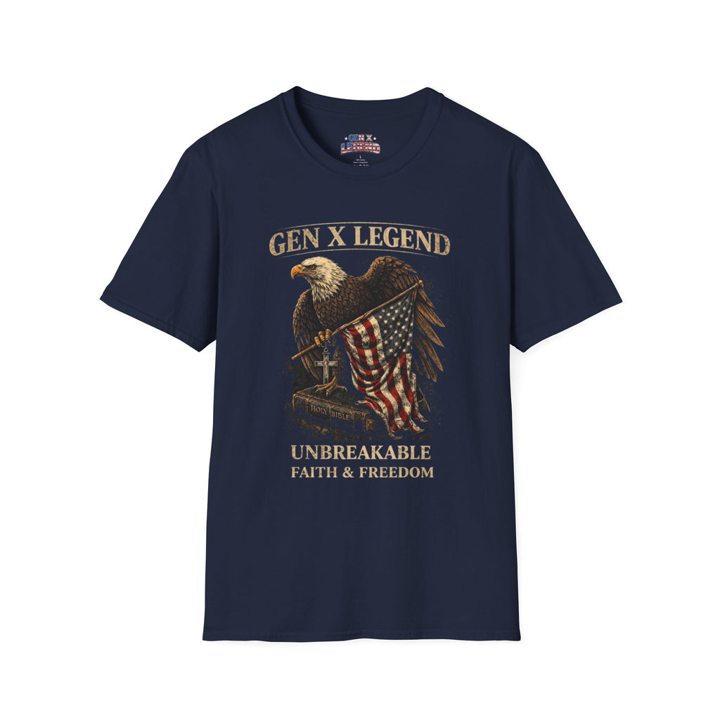 Gen X Legend T-Shirt — 'Unbreakable' Eagle & American Flag Tee