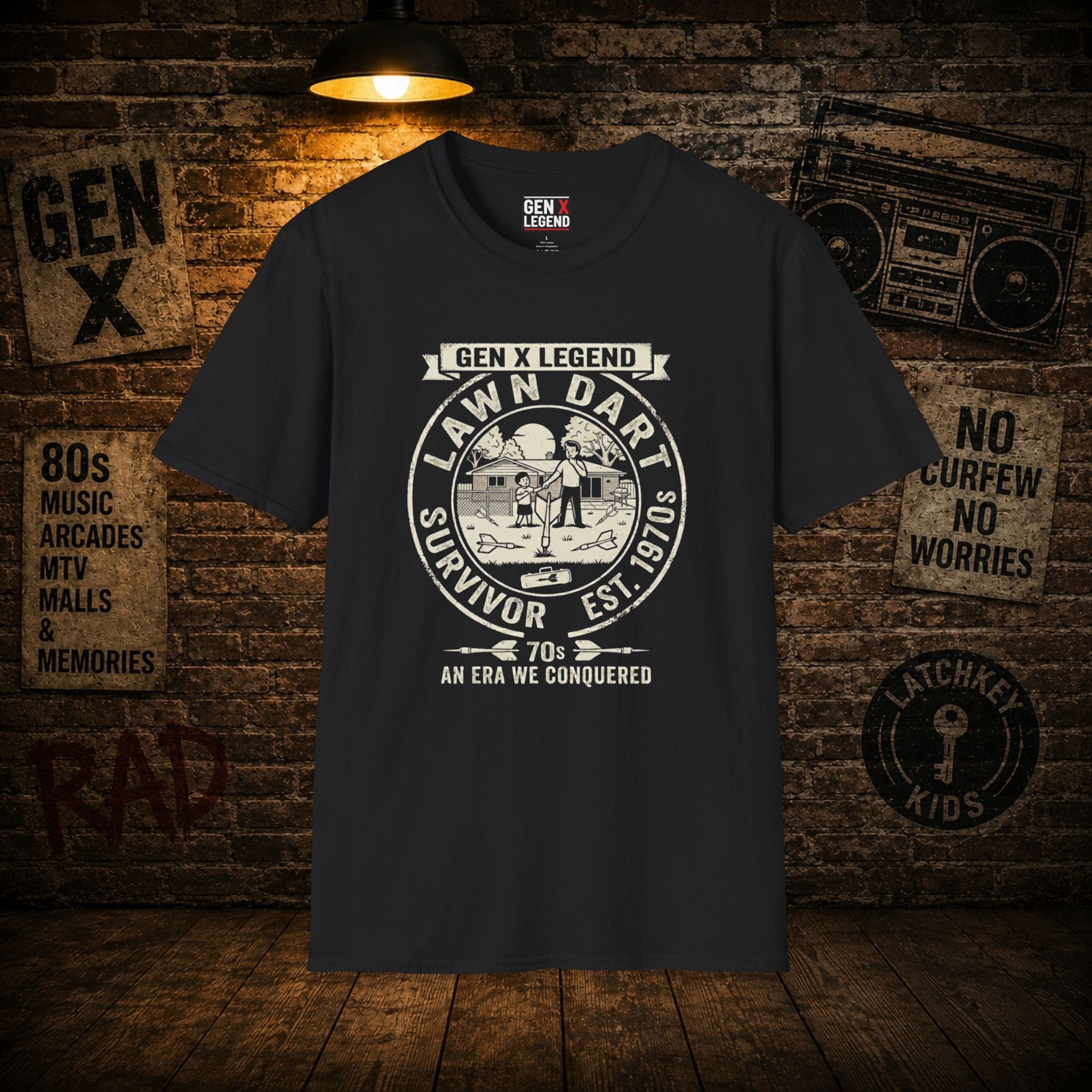 Gen X T-Shirt — Lawn Dart Survivor | Dark Humor Nostalgia Tee
