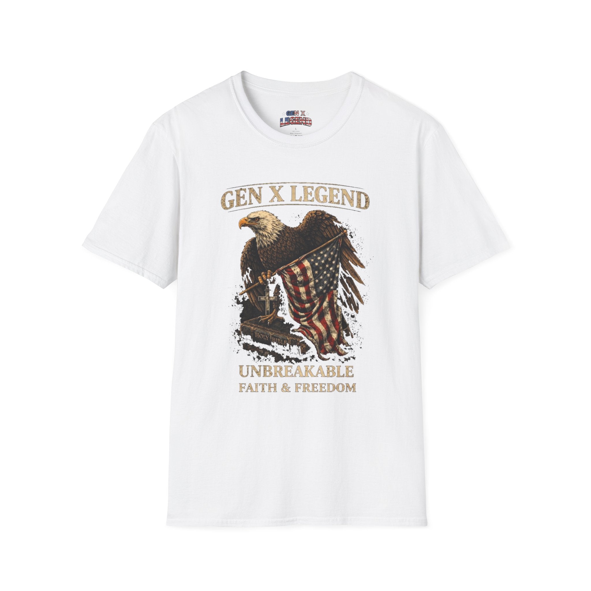 Gen X Legend T-Shirt — 'Unbreakable' Eagle & American Flag Tee