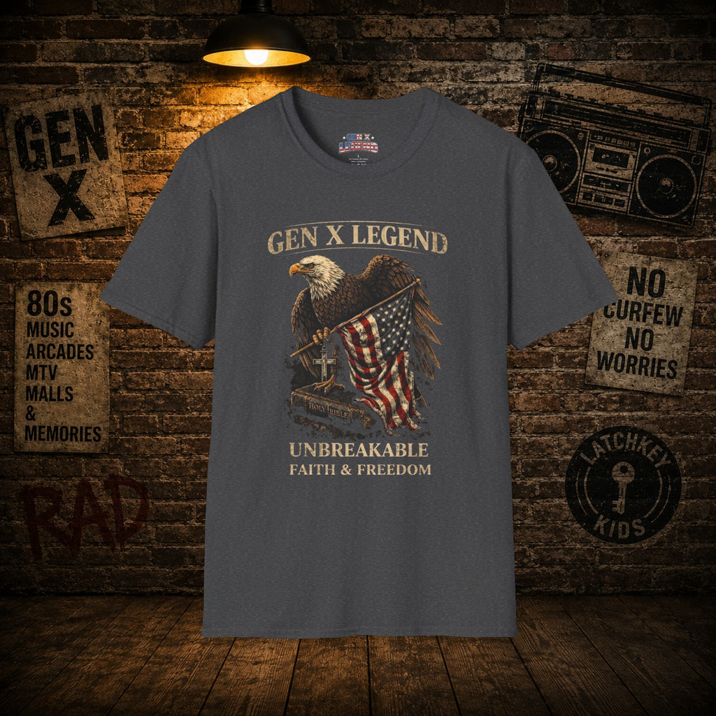 Gen X Legend T-Shirt — 'Unbreakable' Eagle & American Flag Tee