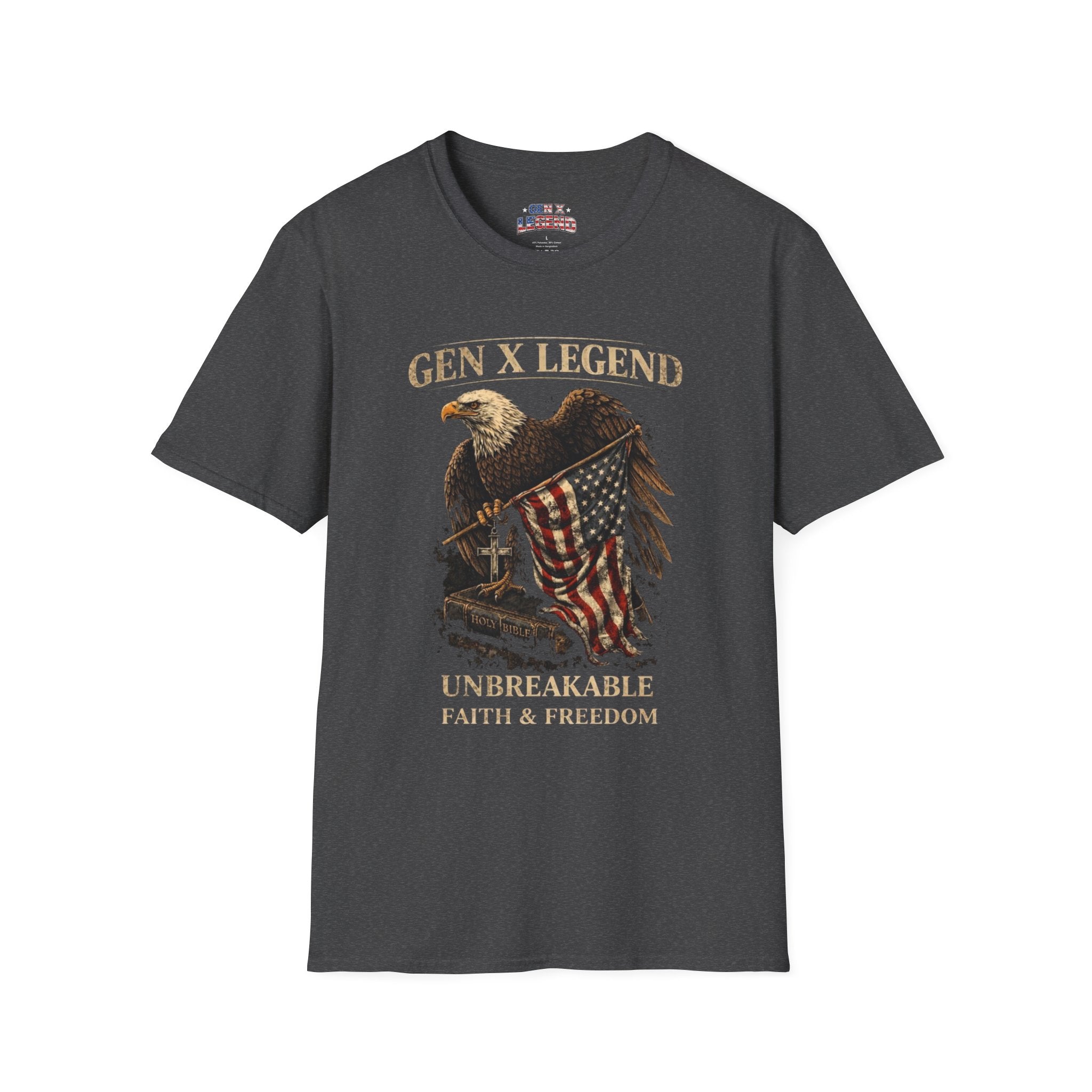 Gen X Legend T-Shirt — 'Unbreakable' Eagle & American Flag Tee