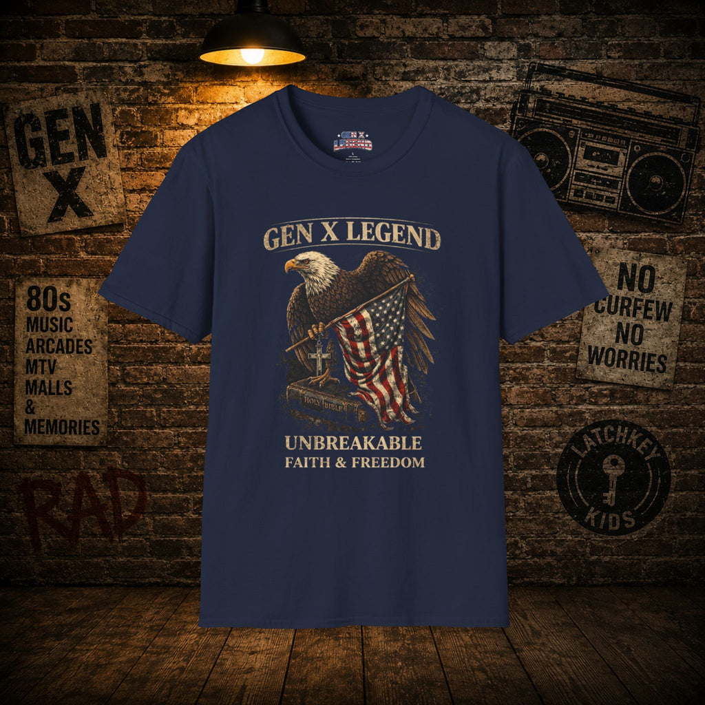 Gen X Legend T-Shirt — 'Unbreakable' Eagle & American Flag Tee